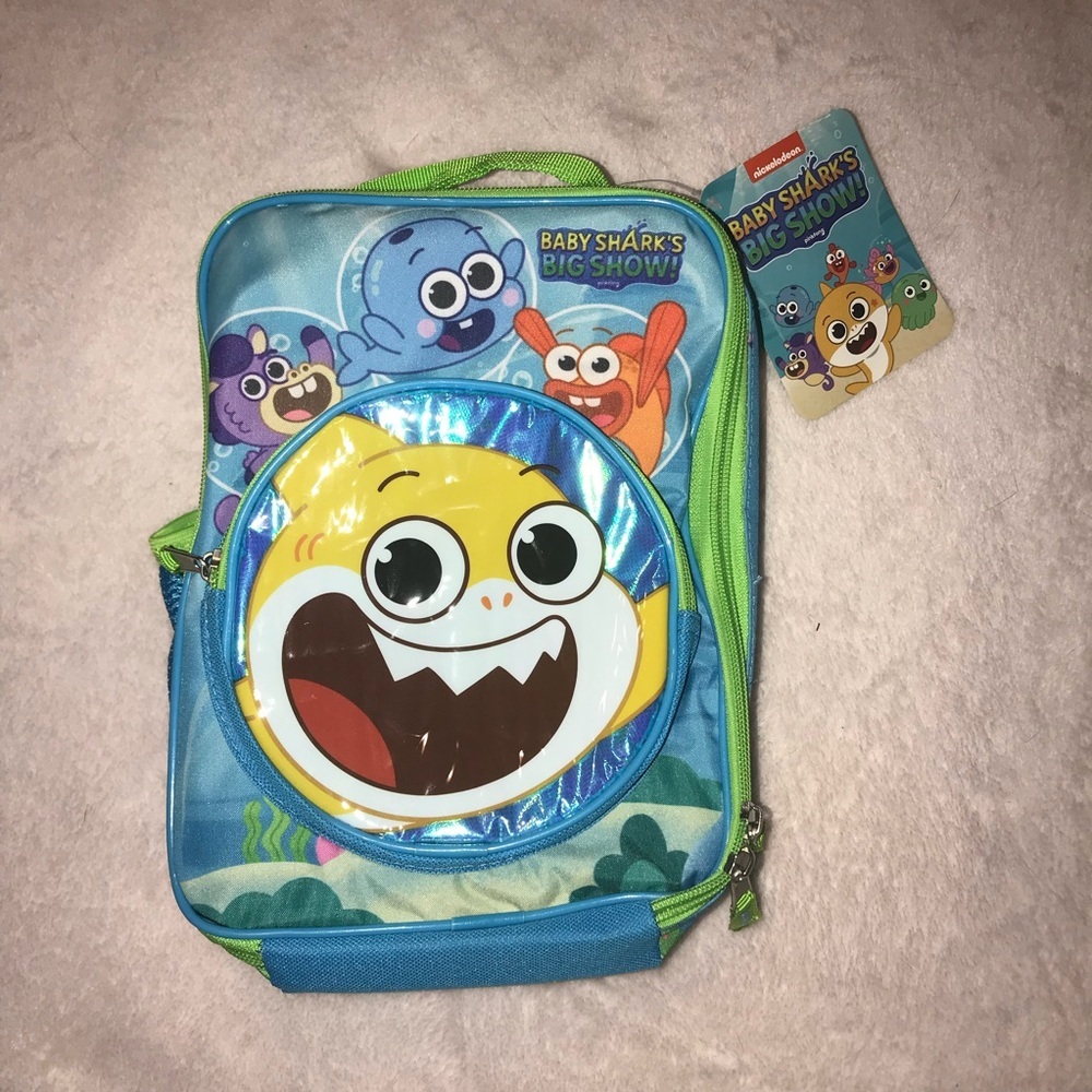 Baby Shark Big Show Insulated Lunch Box with Pocket, Blue Lunchbag New
